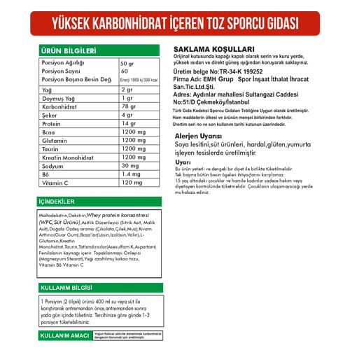 Mass Gainer 3000 Gr. Muzlu